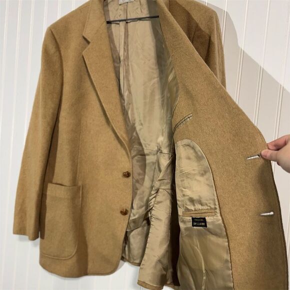 Vintage Étienne Caron Camel Hair Wool Blazer 42R Tan Sport Coat Made in Korea - Picture 3 of 14
